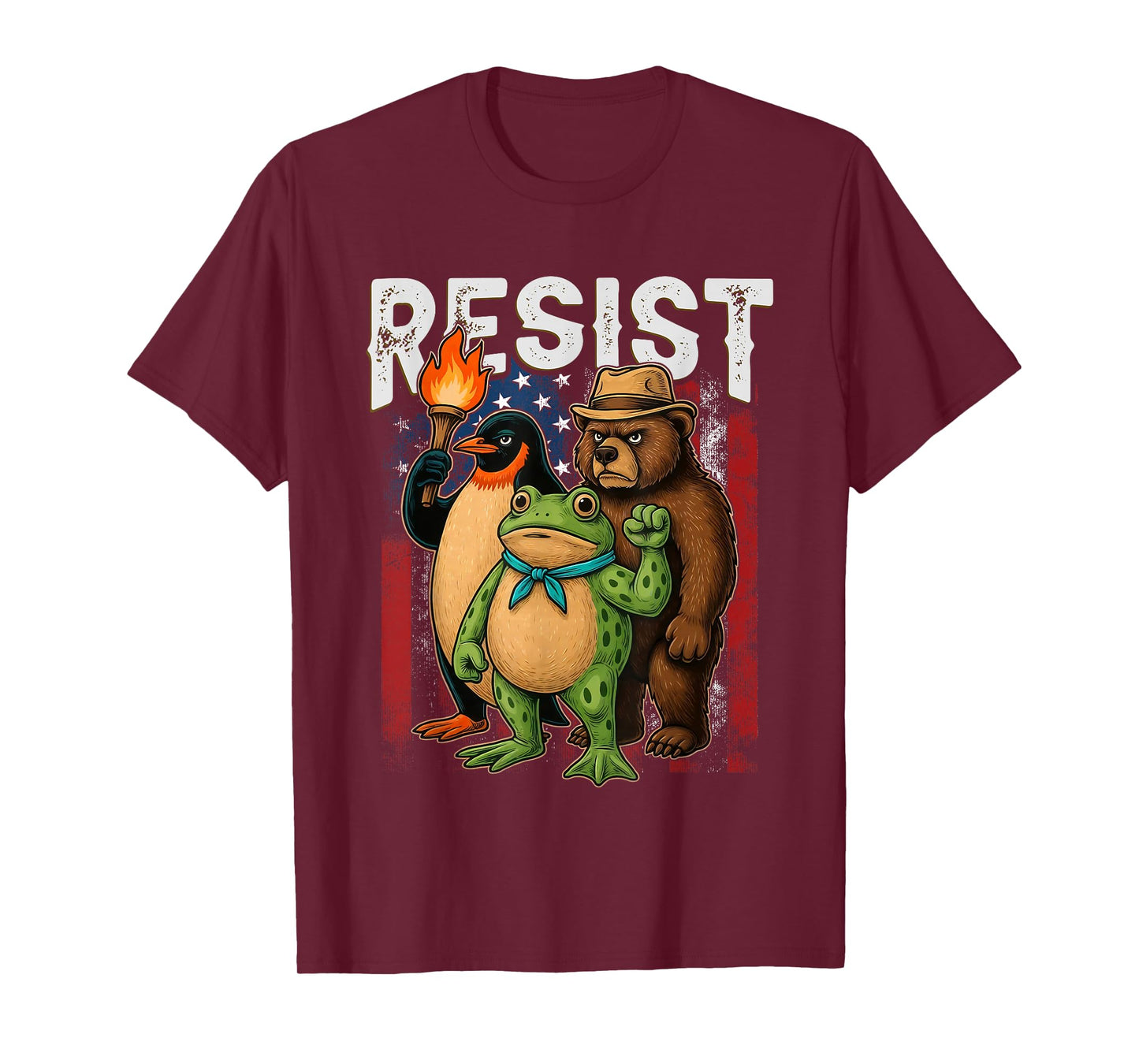 Penguin Frog Bear Resist Protest Against Tariffs T-Shirt