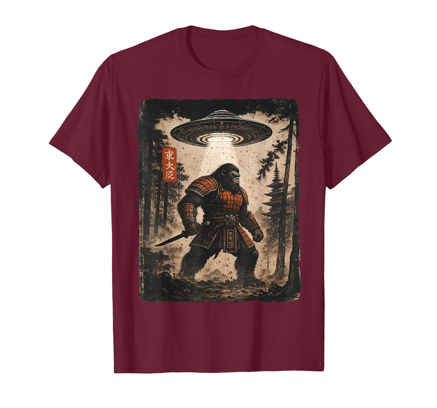Samurai Bigfoot Japanese Vintage Graphic Ukiyo-e Art Funny T-Shirt