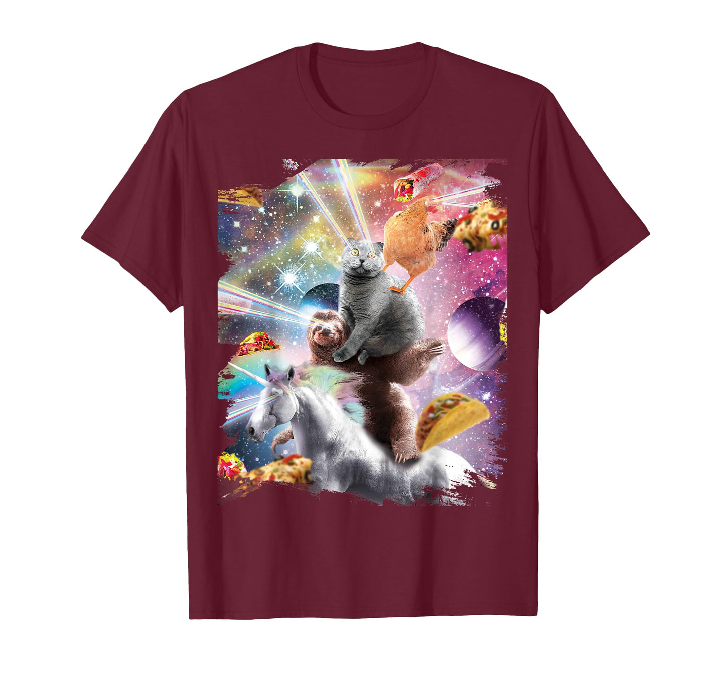 Laser Eyes Space Chicken Cat Sloth Unicorn T-Shirt