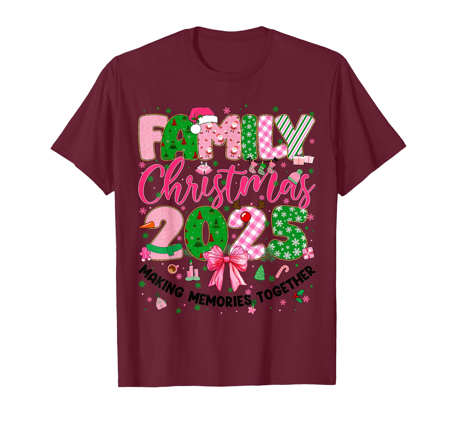 Family Christmas 2025 Matching Tee Xmas Pajamas Girl Women T-Shirt