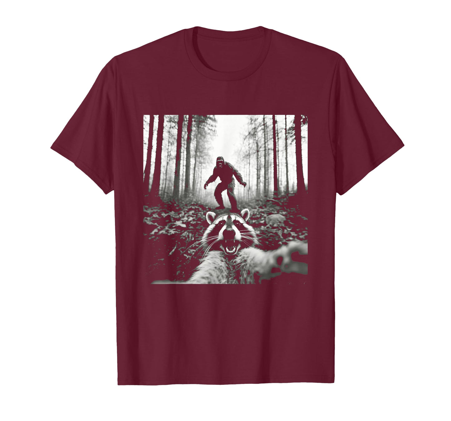 Funny Raccoon Selfie with Sasquatch Bigfoot T-Shirt