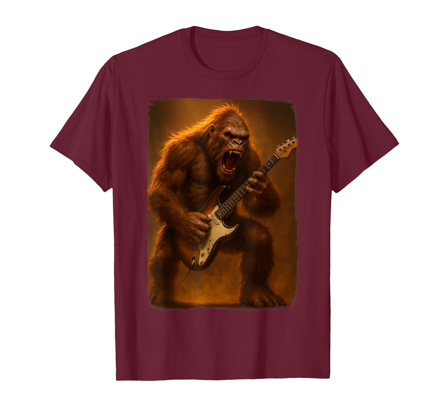 Bigfoot Playing Guitar Rock Music Band T-Shirt