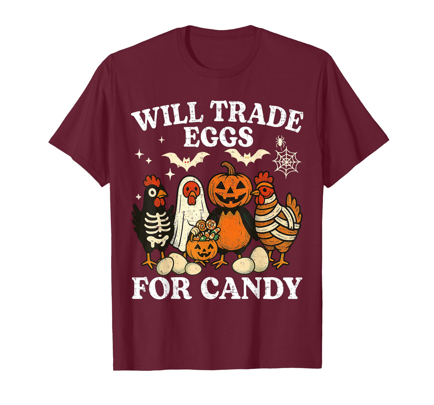 Funny Halloween Chicken Trade Eggs for Candy Trick or Treat T-Shirt