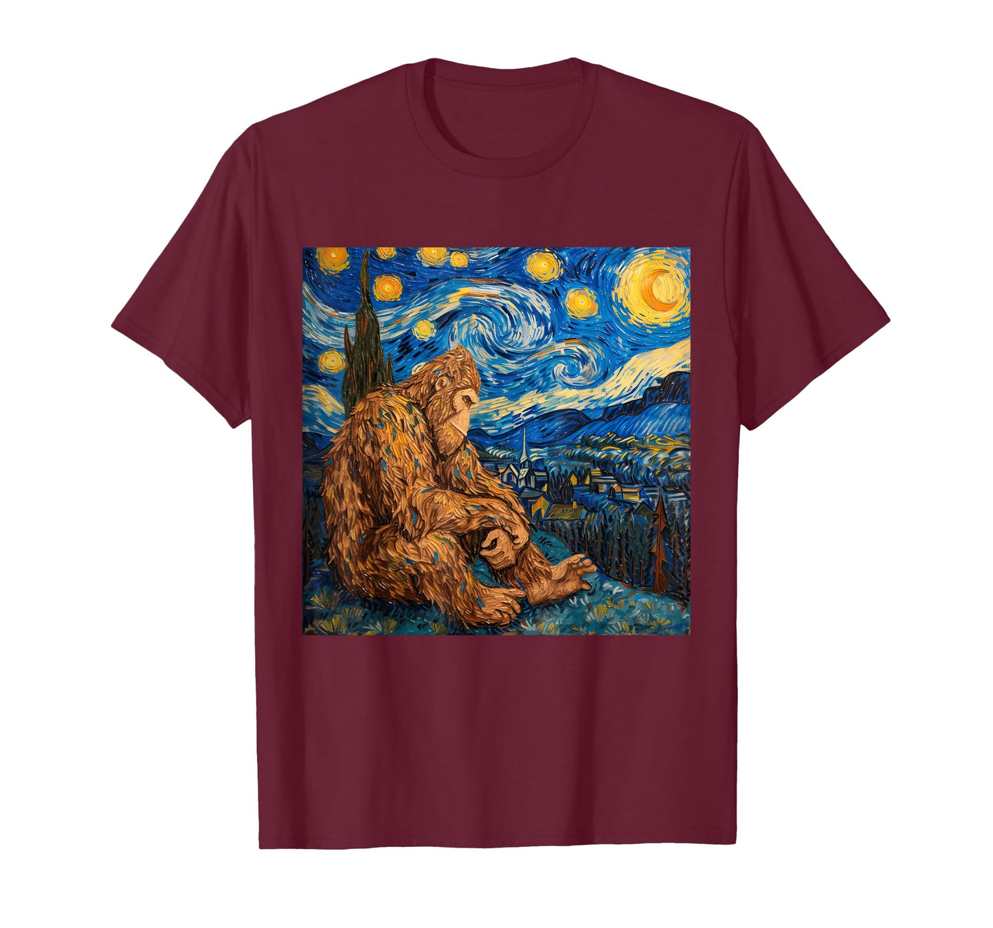 Sasquatch Starry Night Van Gogh T-Shirt