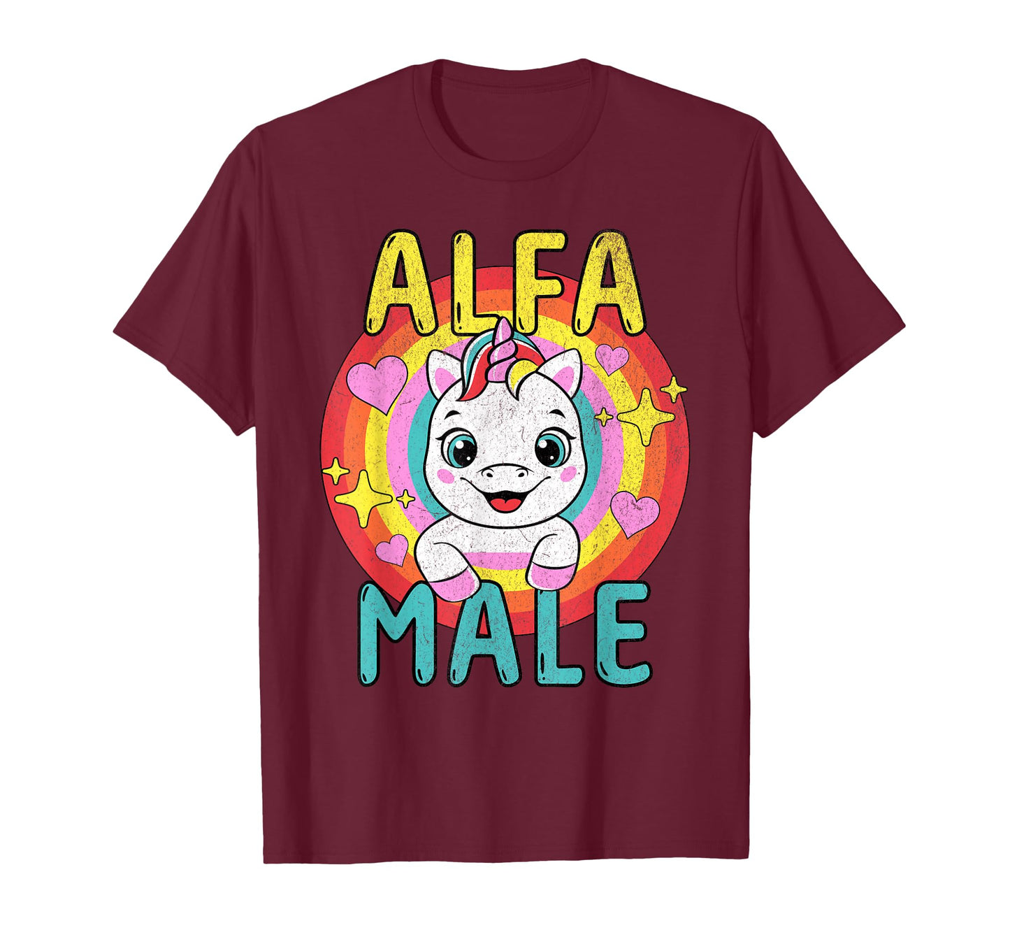 Mens Unicorn Alpha Male Sarcastic Humor Rainbow Embarrassing T-Shirt