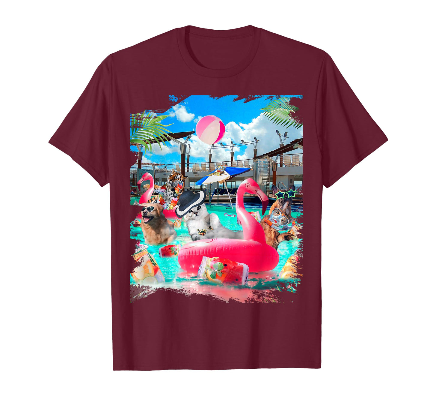 Cat Cats Tiger Dog Dogs Cruise Ship, Funny Cute Men Women Girls Kids T-Shirt