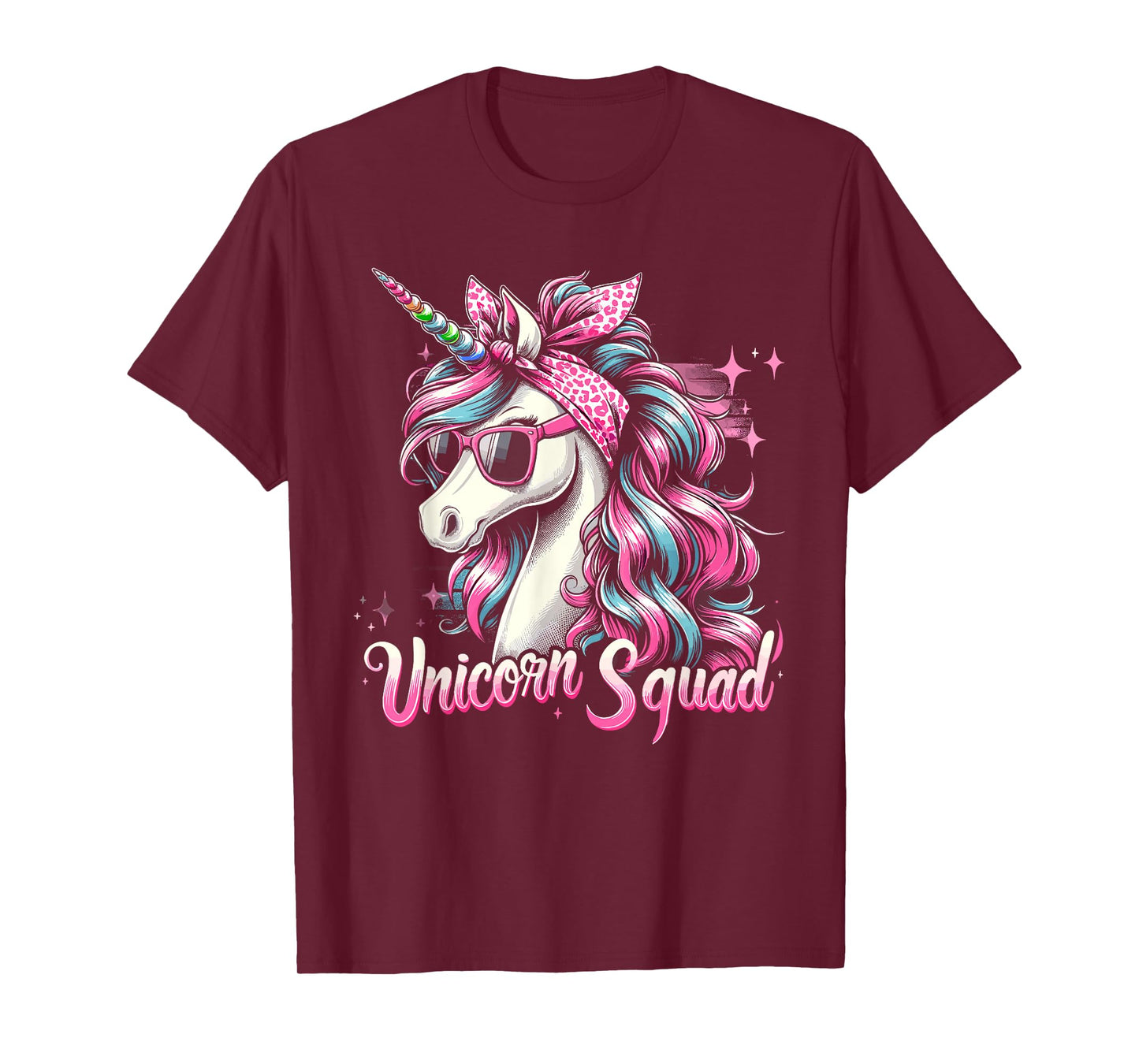 Unicorn Squad - Graceful Unicorn with leopard Bandana T-Shirt