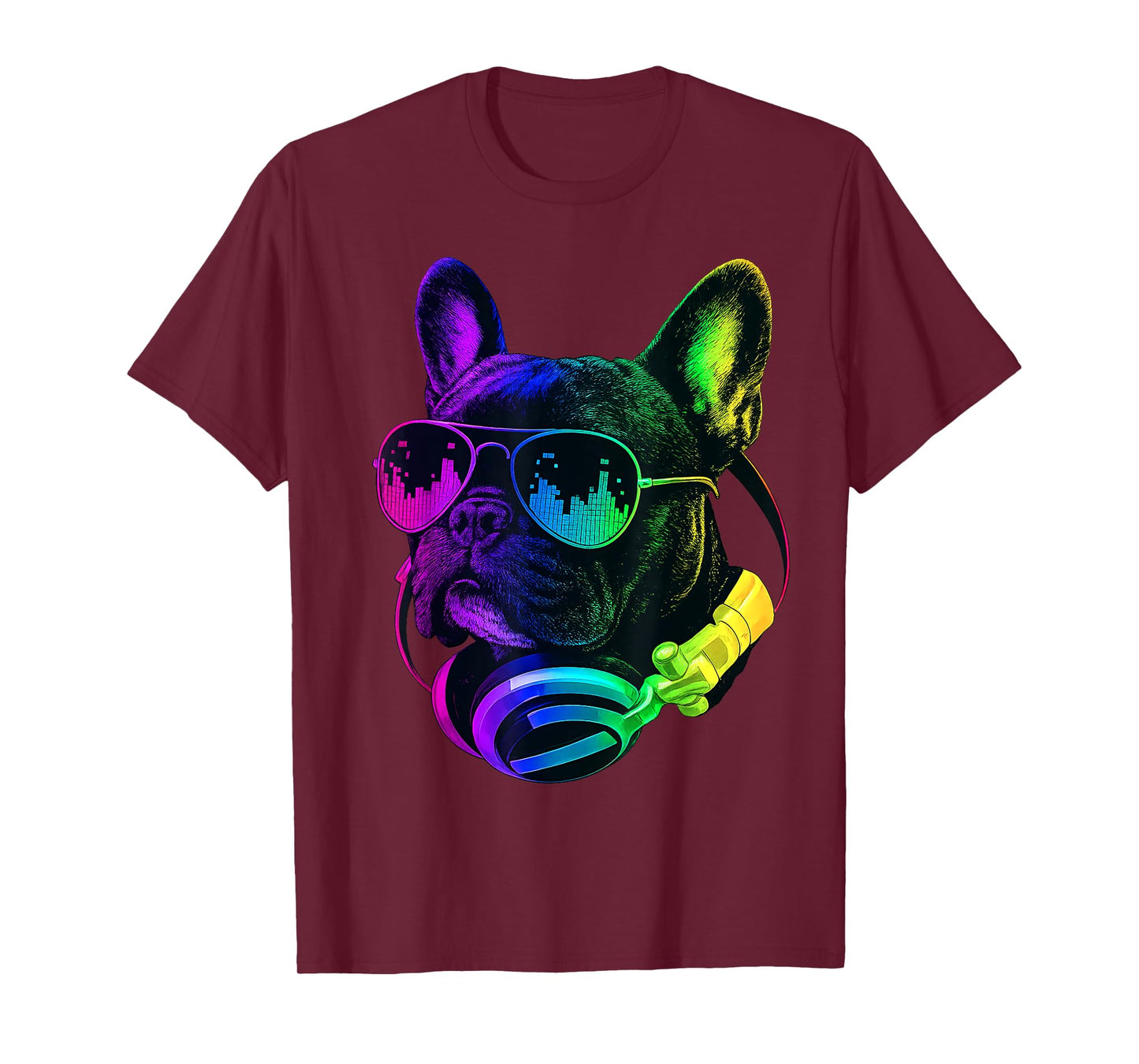 French Bulldog DJ Headphones Retro Music Dog Lover T-Shirt