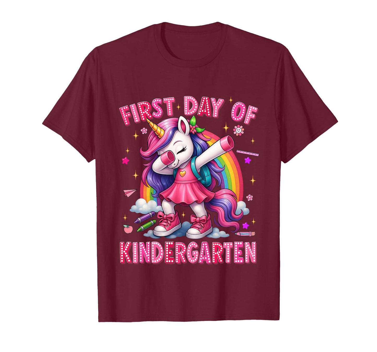First Day Of Kindergarten Unicorn Back To School Girl Outfit T-Shirt