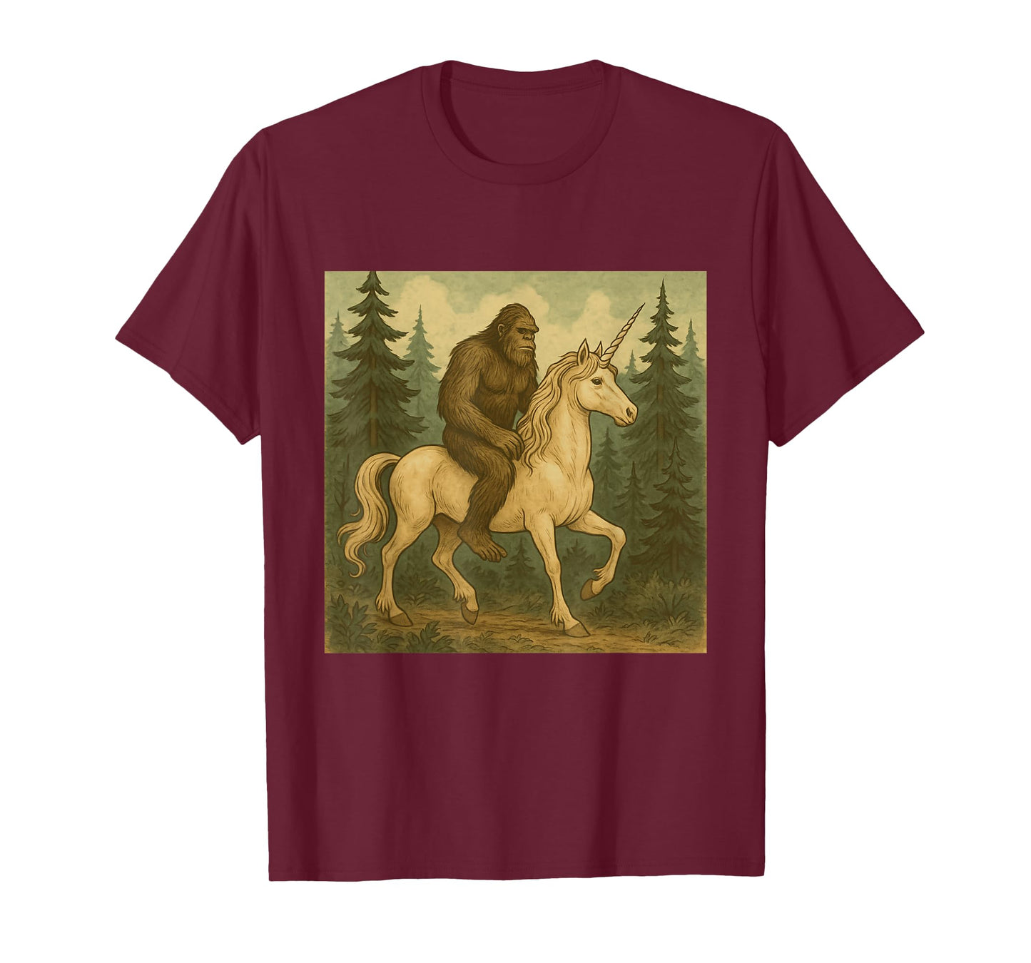 Bigfoot Riding Unicorn Men Women Kids Fun T-Shirt