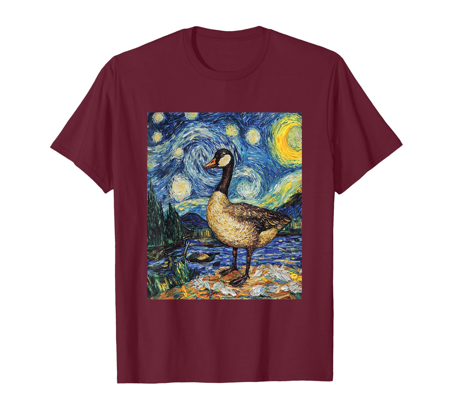 Funny Goose Duck - Van Gogh Style - Starry Night T-Shirt