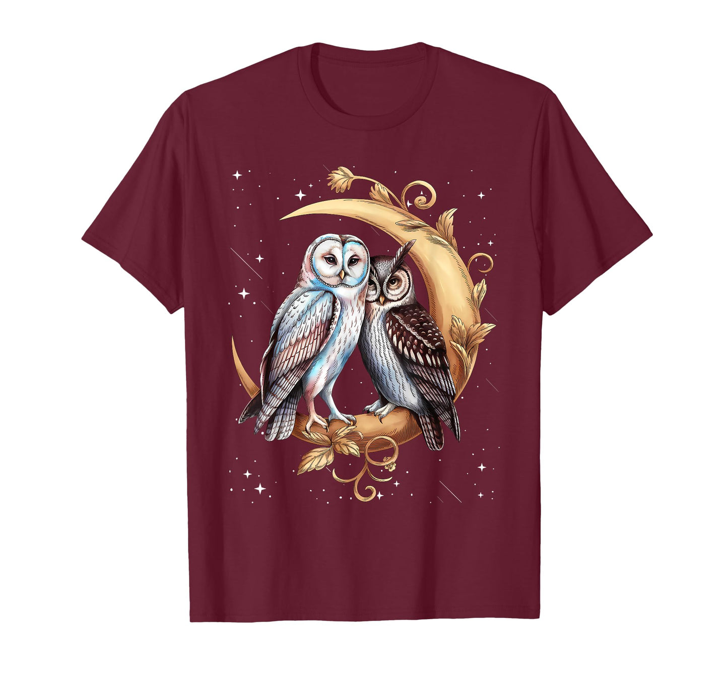 Moon Owl Birds Owl Graphic for Men Women Boys Girls T-Shirt
