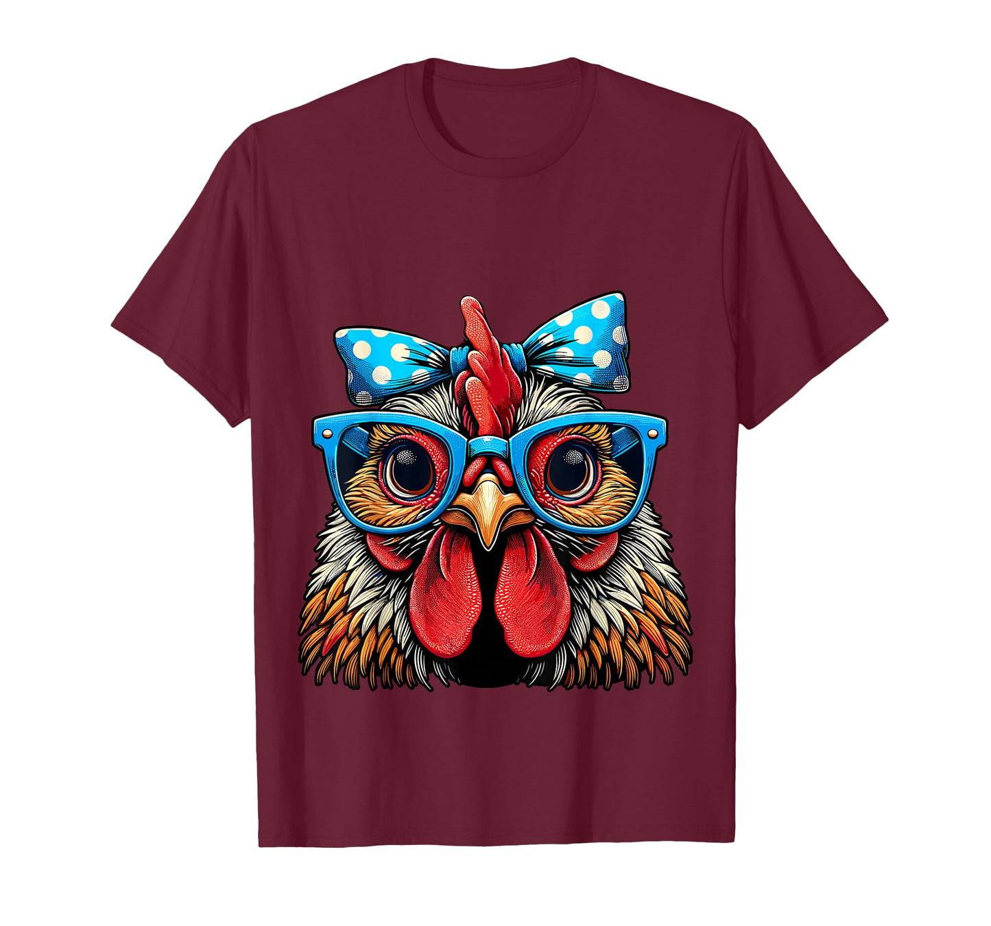 Chicken with Glasses and Bow Farm Girl T-Shirt