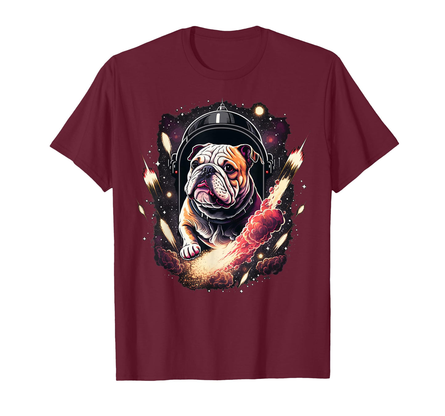 Outer Space Bulldog on Galaxy Astronaut Bulldog T-Shirt