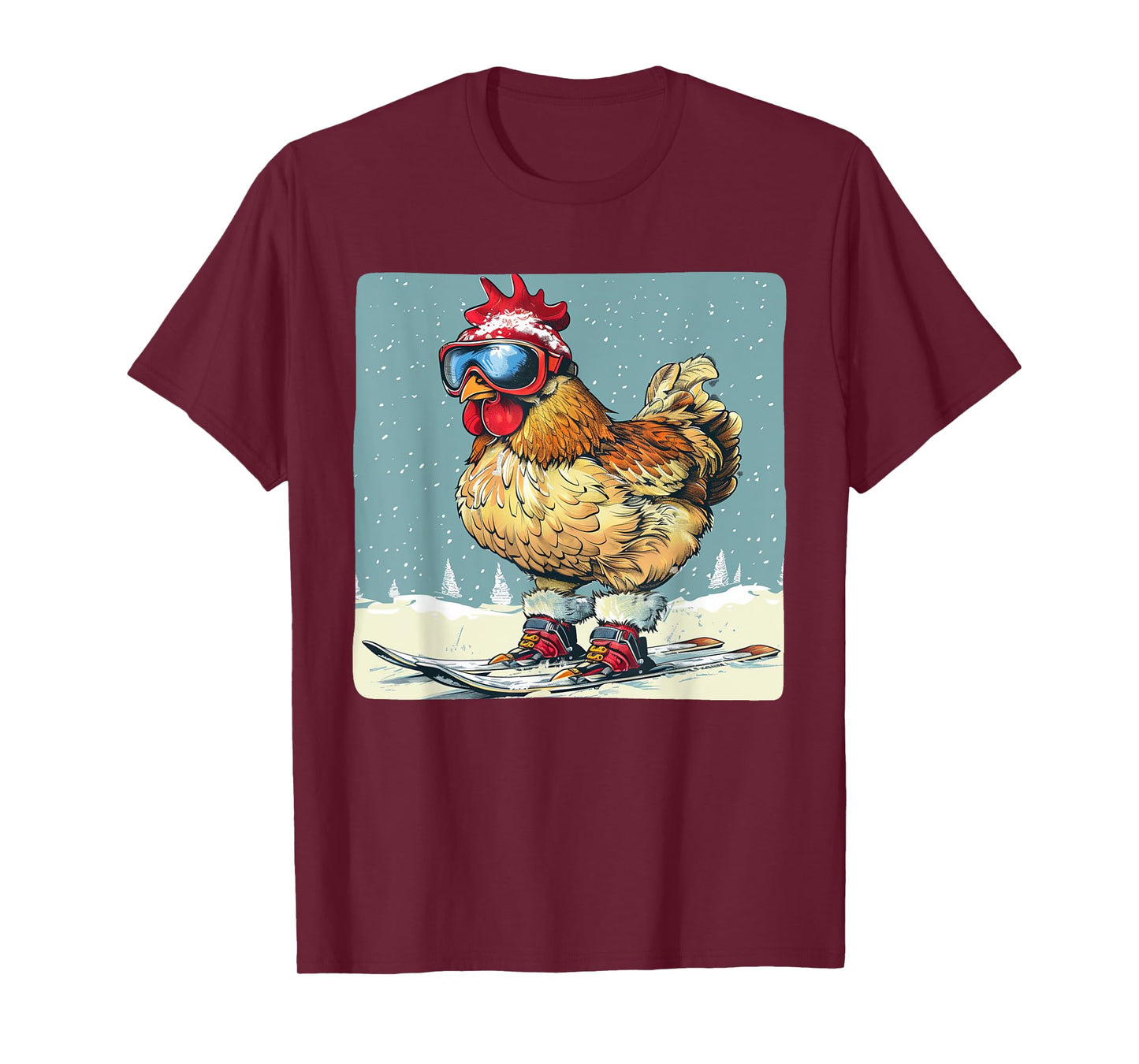 Funny Ski Chicken for Winter and Snow Holidays T-Shirt