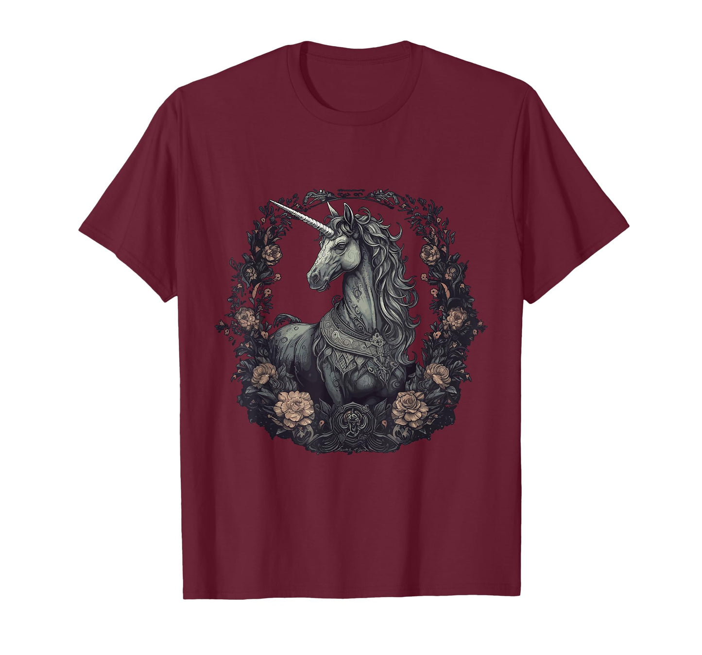 Unicorn Goth Unicorn Gothic Dark Flowers T-Shirt