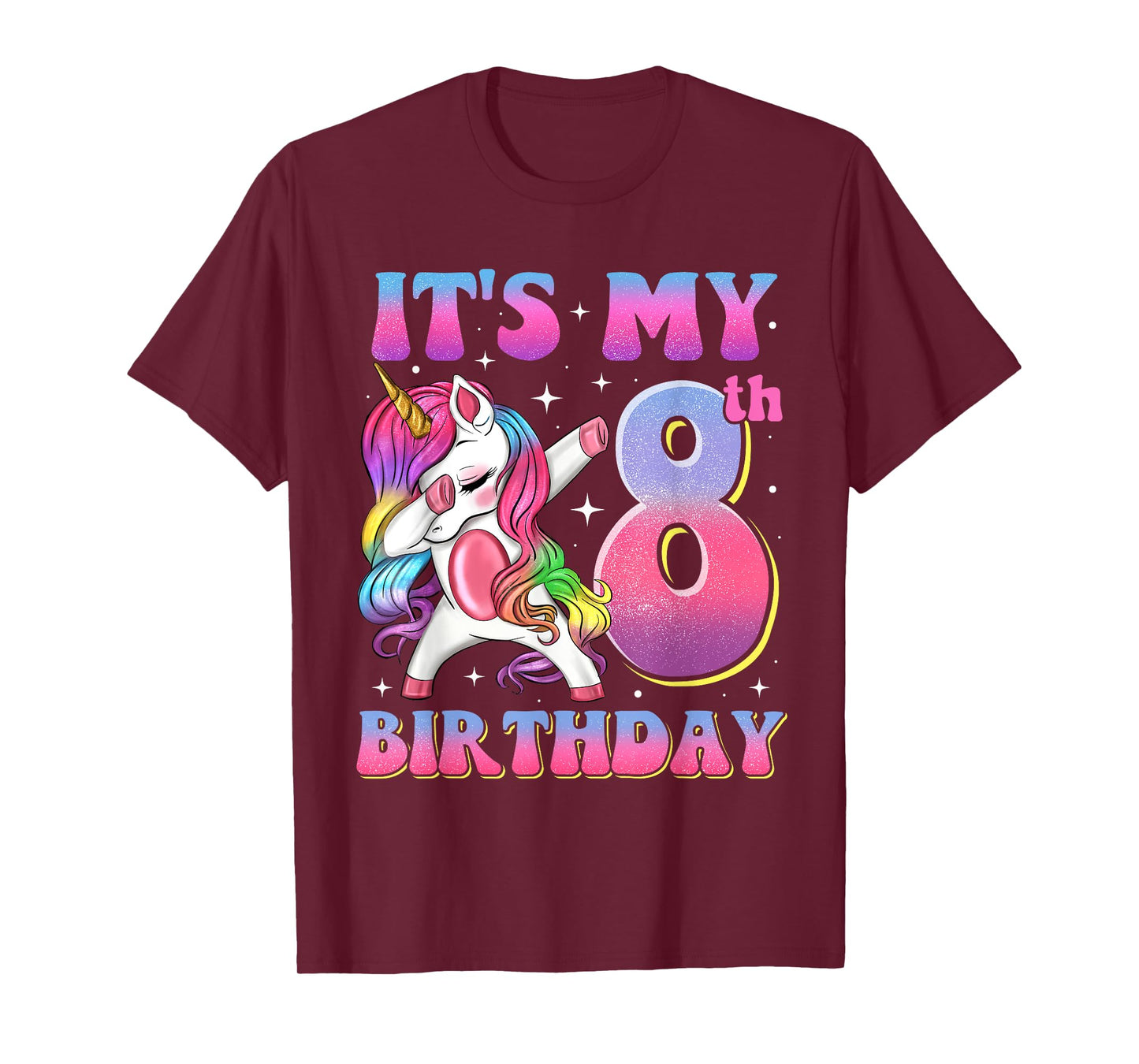 It's My 8th Birthday Dabbing Unicorn 8 Year Old Girls Kids T-Shirt