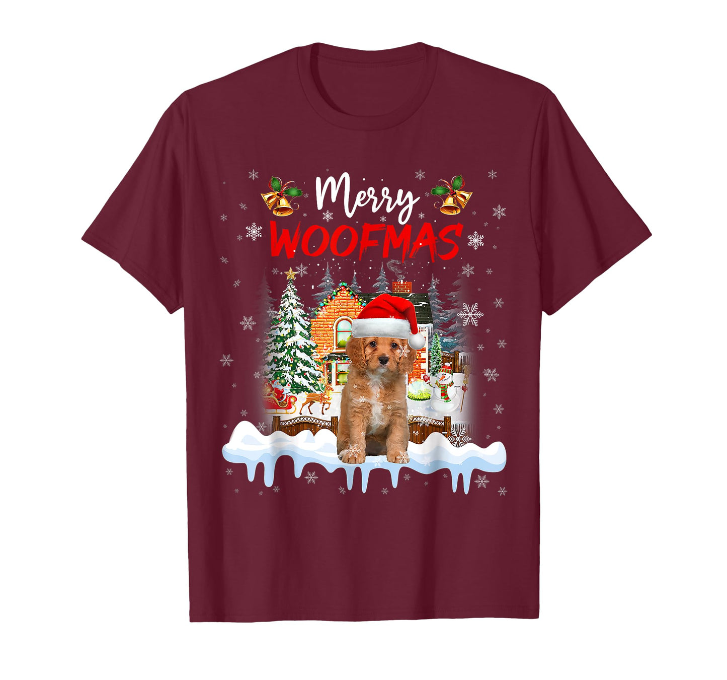 Merry Woofmas Cavapoo Christmas Tree Dog Lover Xmas T-Shirt