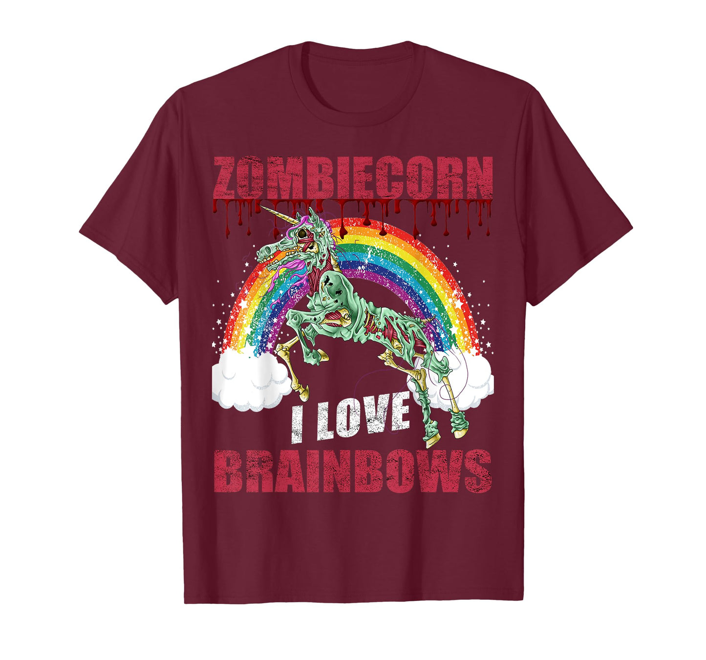 Zombie Unicorn I Love Brainbows Halloween Punk Gothic Goth T-Shirt