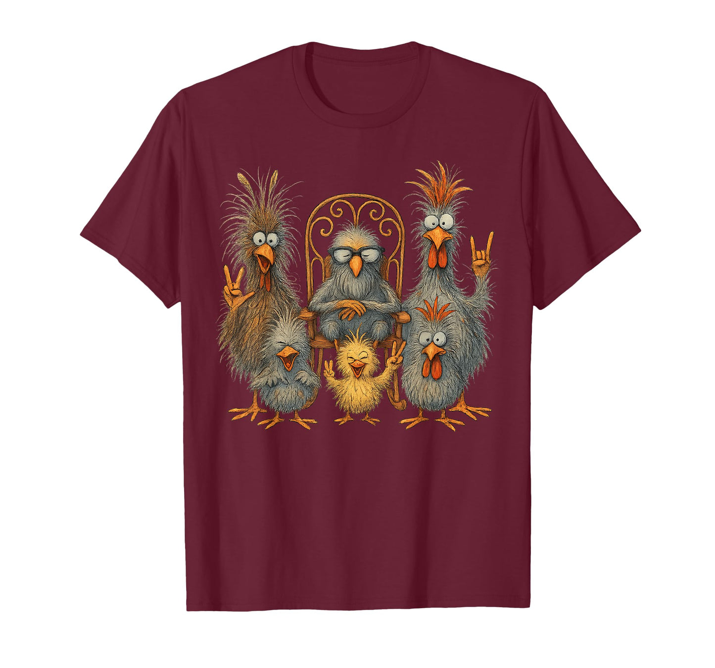 Funny Chicken Art Colorful Eagerlys Crazy Chicken Family T-Shirt