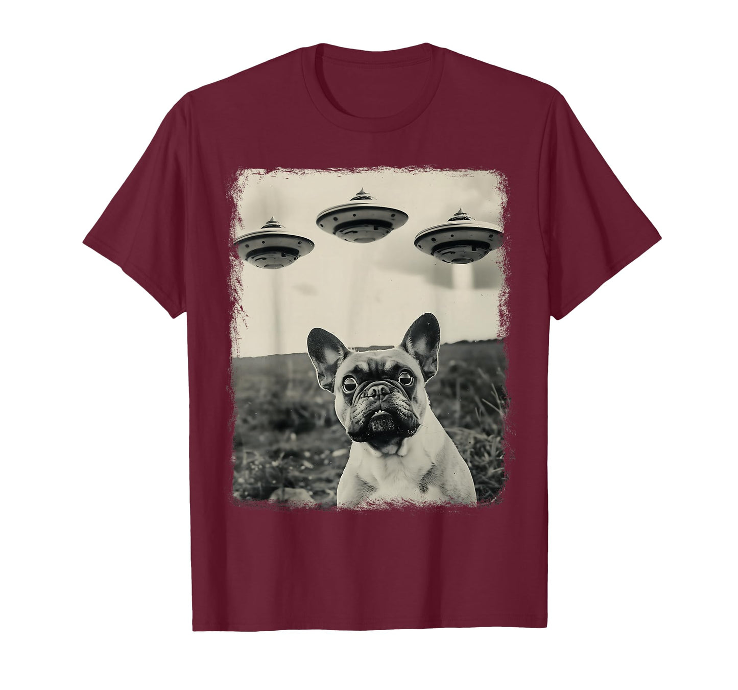 French Bulldog Dog UFO Alien Extraterrestrial Selfie T-Shirt