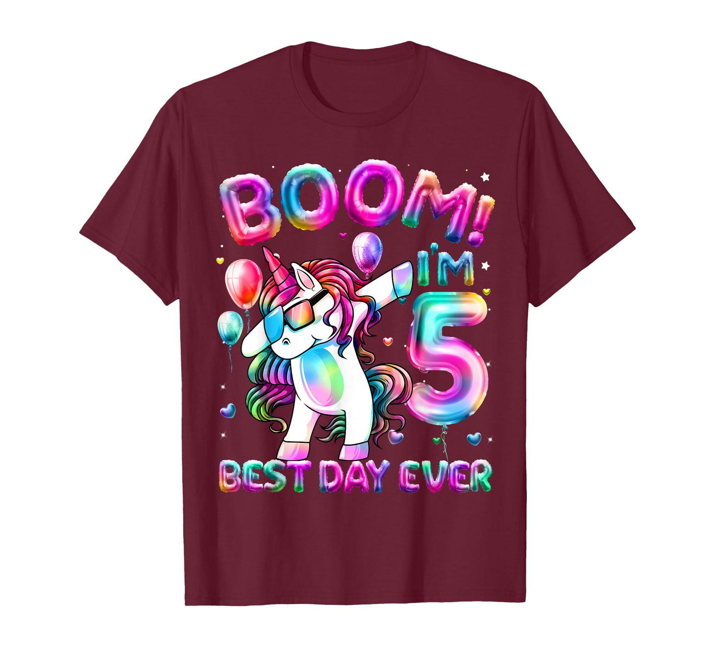5 Years Old Dabbing Unicorn Gifts 5th Birthday Girl Party T-Shirt