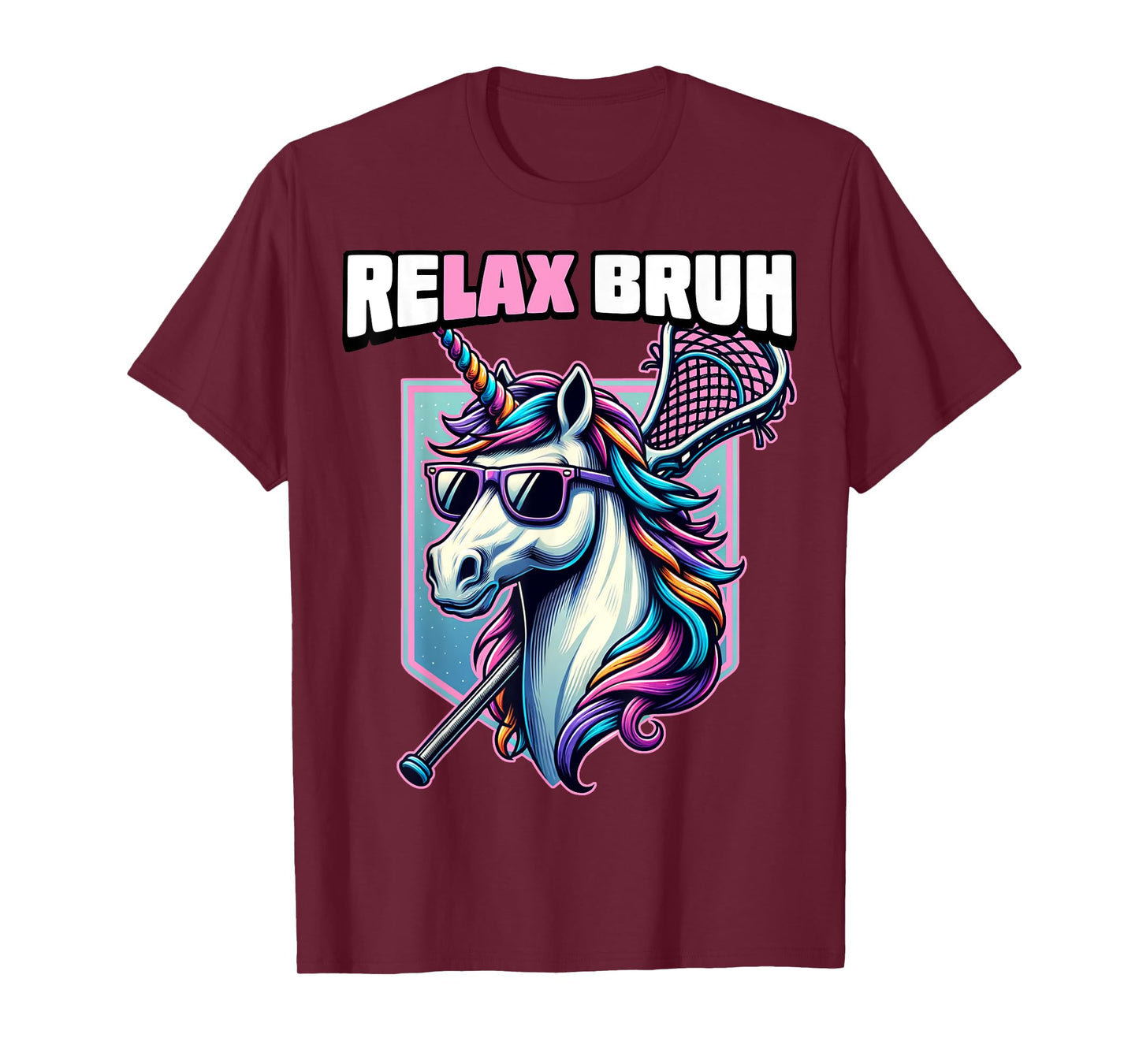 Relax Bro Bruh Funny Unicorn Lax Lacrosse Men Boys Girls T-Shirt