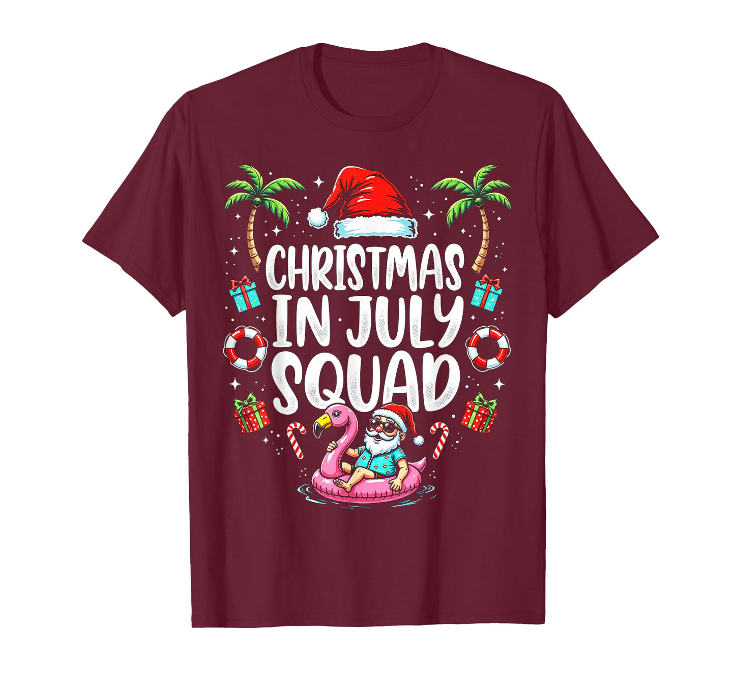 Christmas In July 2025 Squad Summer Beach Vacation Xmas Cool T-Shirt