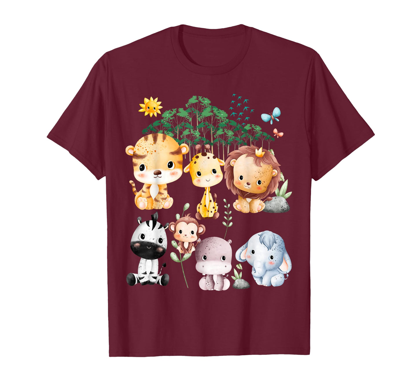 Jungle Animal Wildlife Safari Theme Forest Cute Baby Animals T-Shirt