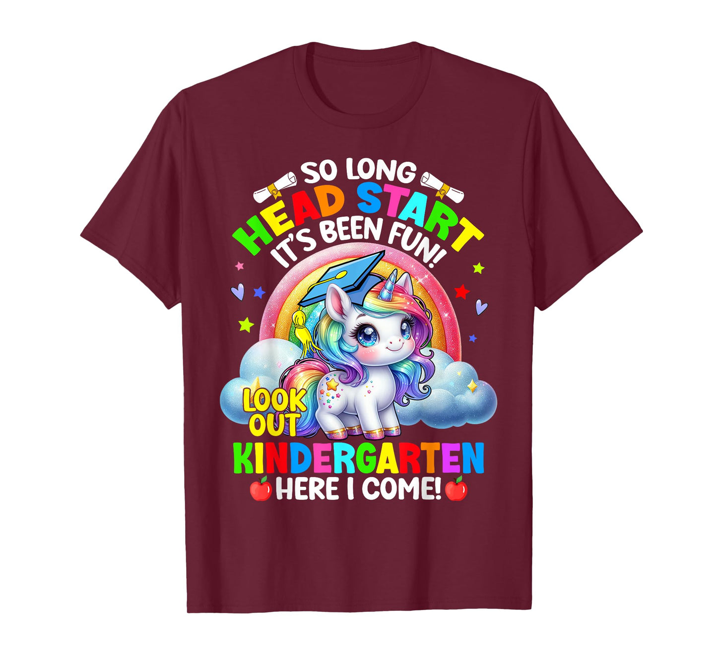Head Start Graduation 2025 Unicorn Girl Hello Kindergarten T-Shirt