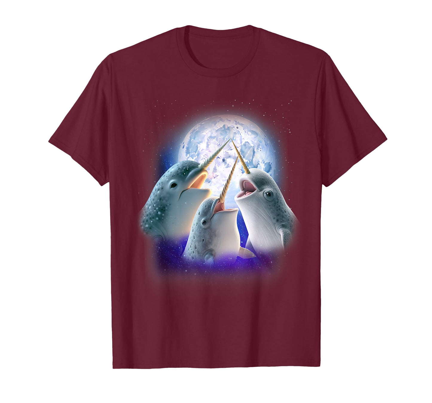 3 Narwhal Howling At The Moon Fun Narwhal Unicorn of the Sea T-Shirt