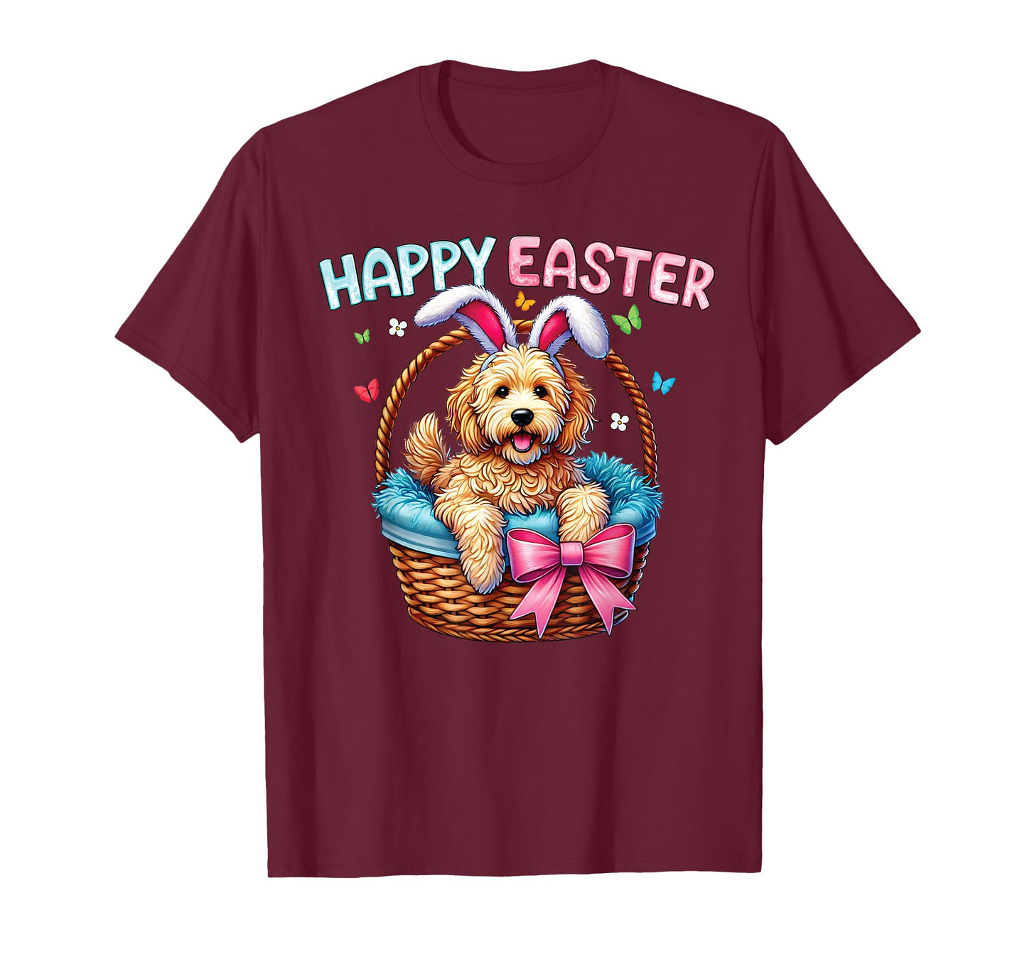 Happy Easter Day Golden Doodle Dog Lovers Easter Bunny Women T-Shirt