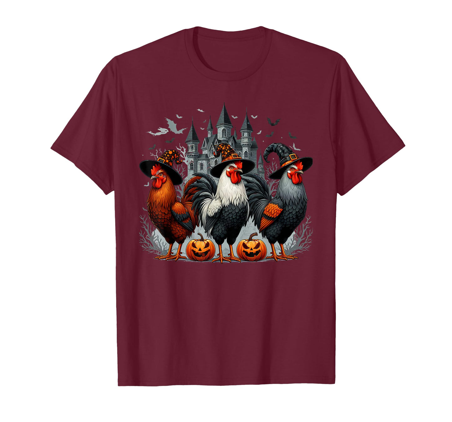 Retro House Chicken Witch Halloween Spooky Autumn Fall T-Shirt
