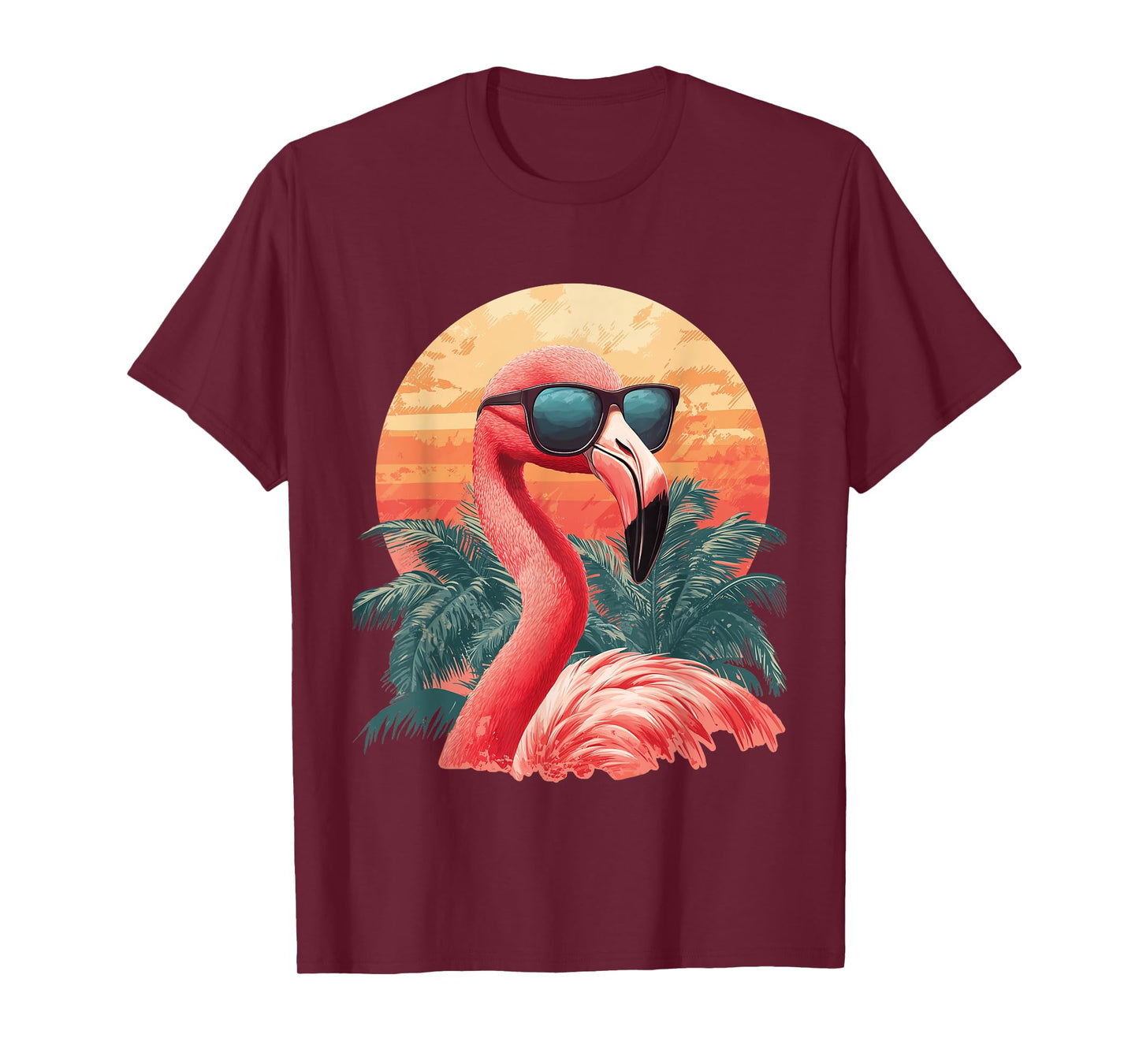 Flamingo Sunglasses Sun Palm Tree Beach Summer Graphic T-Shirt