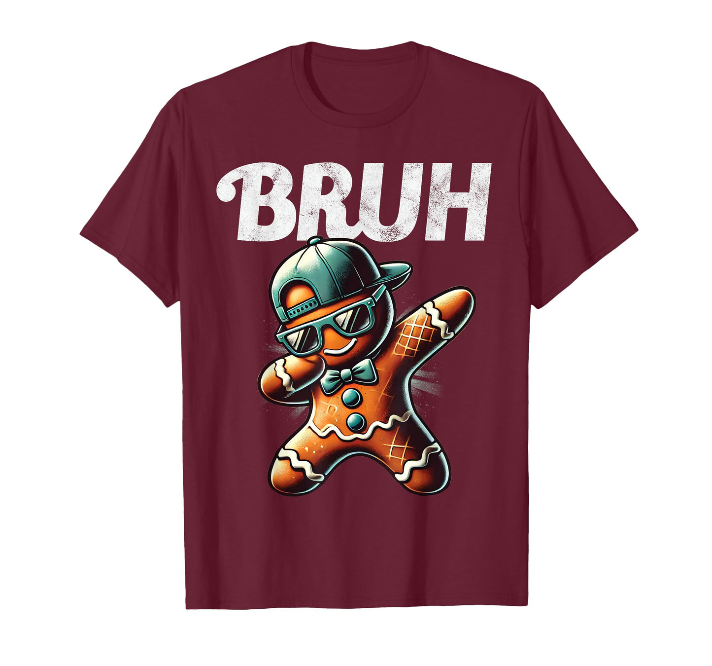 Bruh Meme Cool Gingerbread Dabbing Funny Christmas Boys Kids T-Shirt