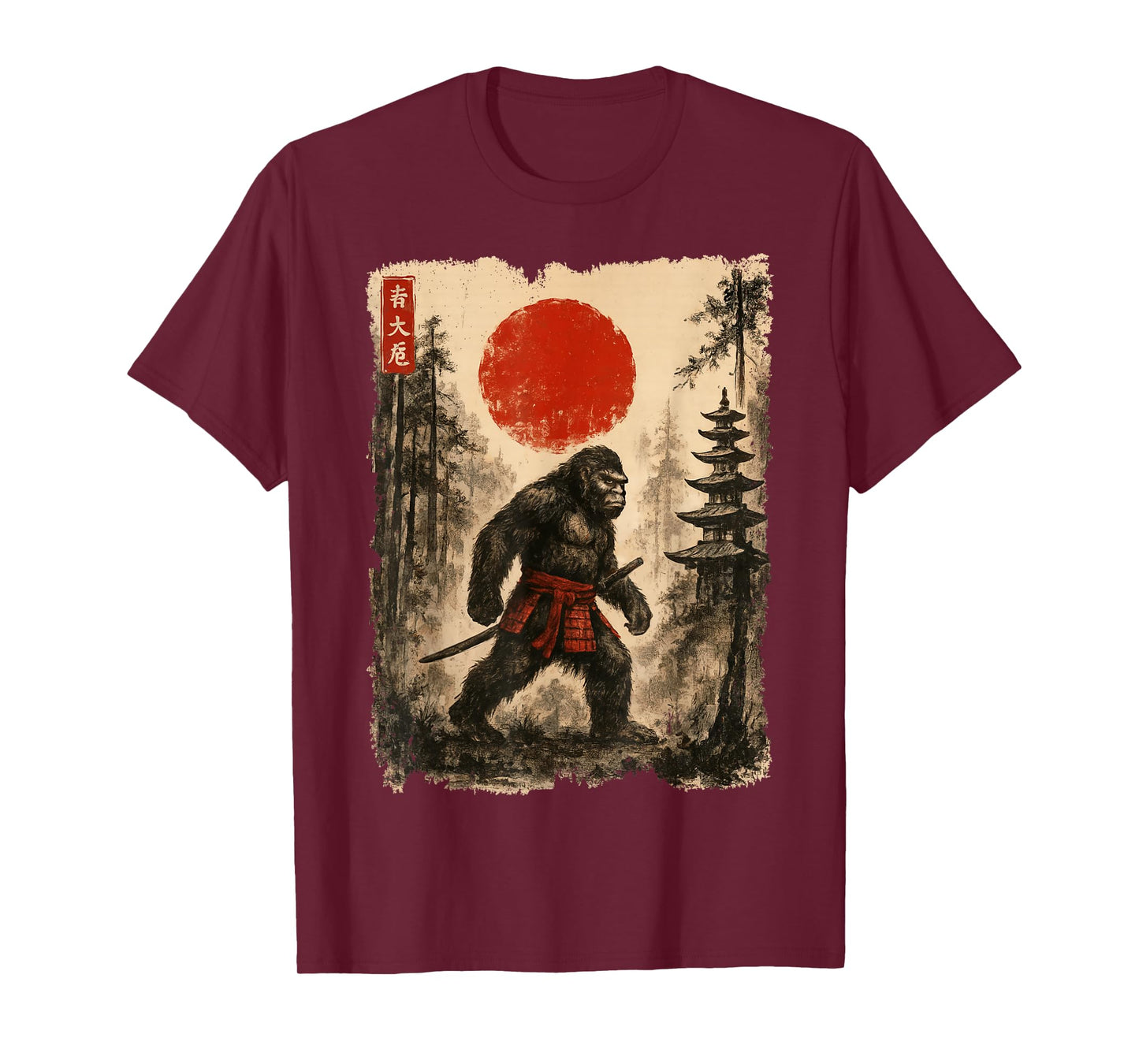 Samurai Bigfoot Japanese Vintage Sasquatch Ukiyo-e Funny T-Shirt