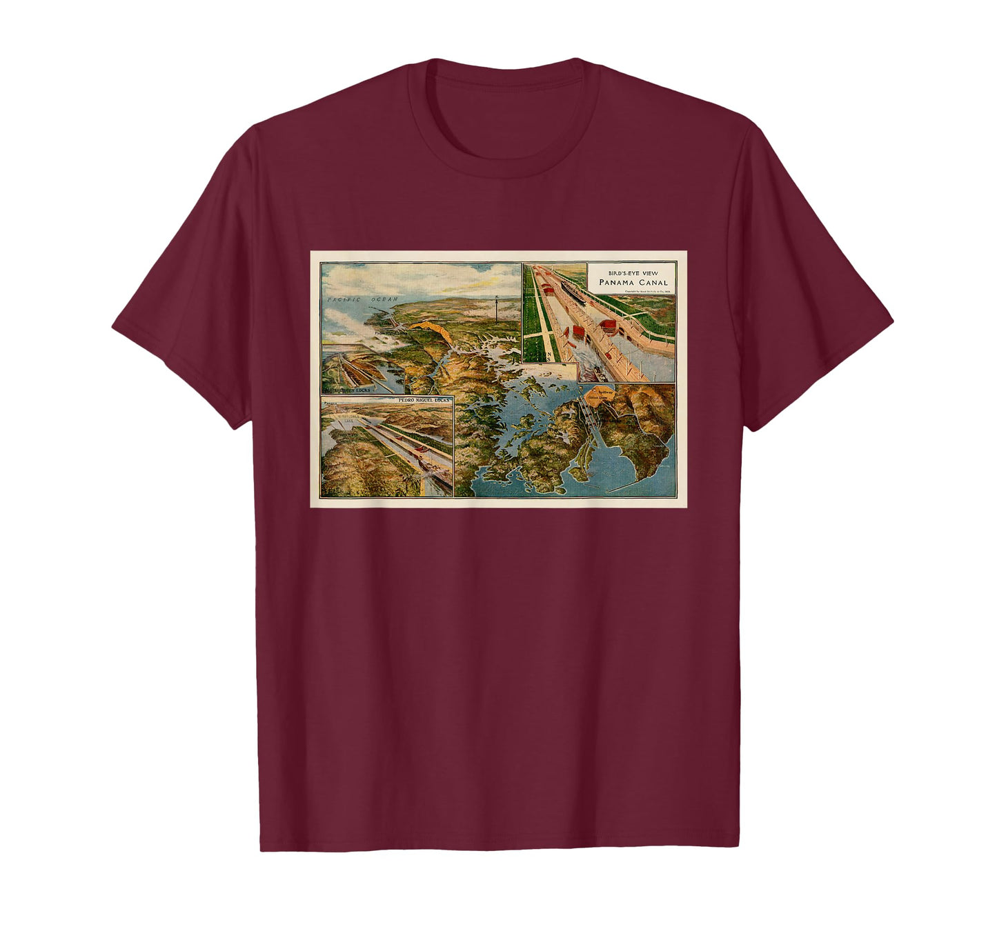 Panama Canal Birds Eye Map (1914) T-Shirt