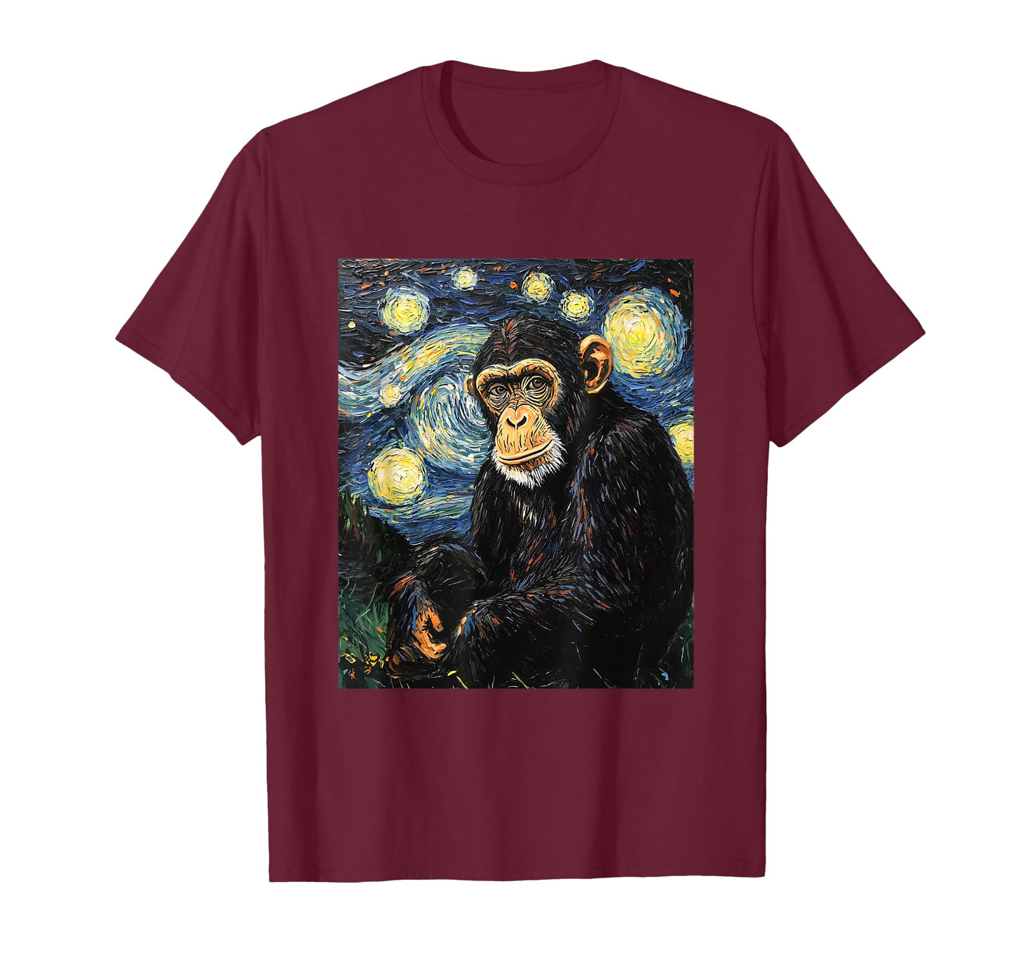 Chimpanzee Monkey - Van Gogh Style - Starry Night T-Shirt