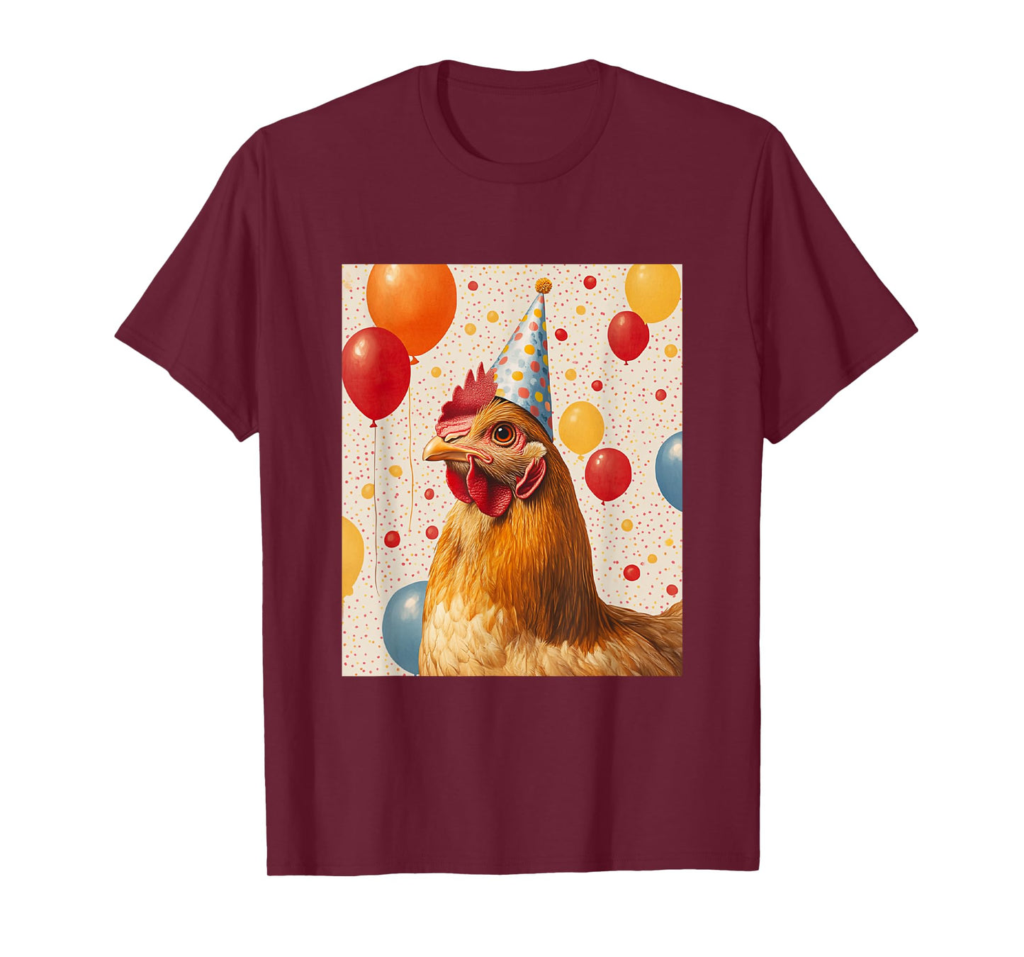 Chicken Retro Art Print Birthday Party Balloons & Party Hat T-Shirt