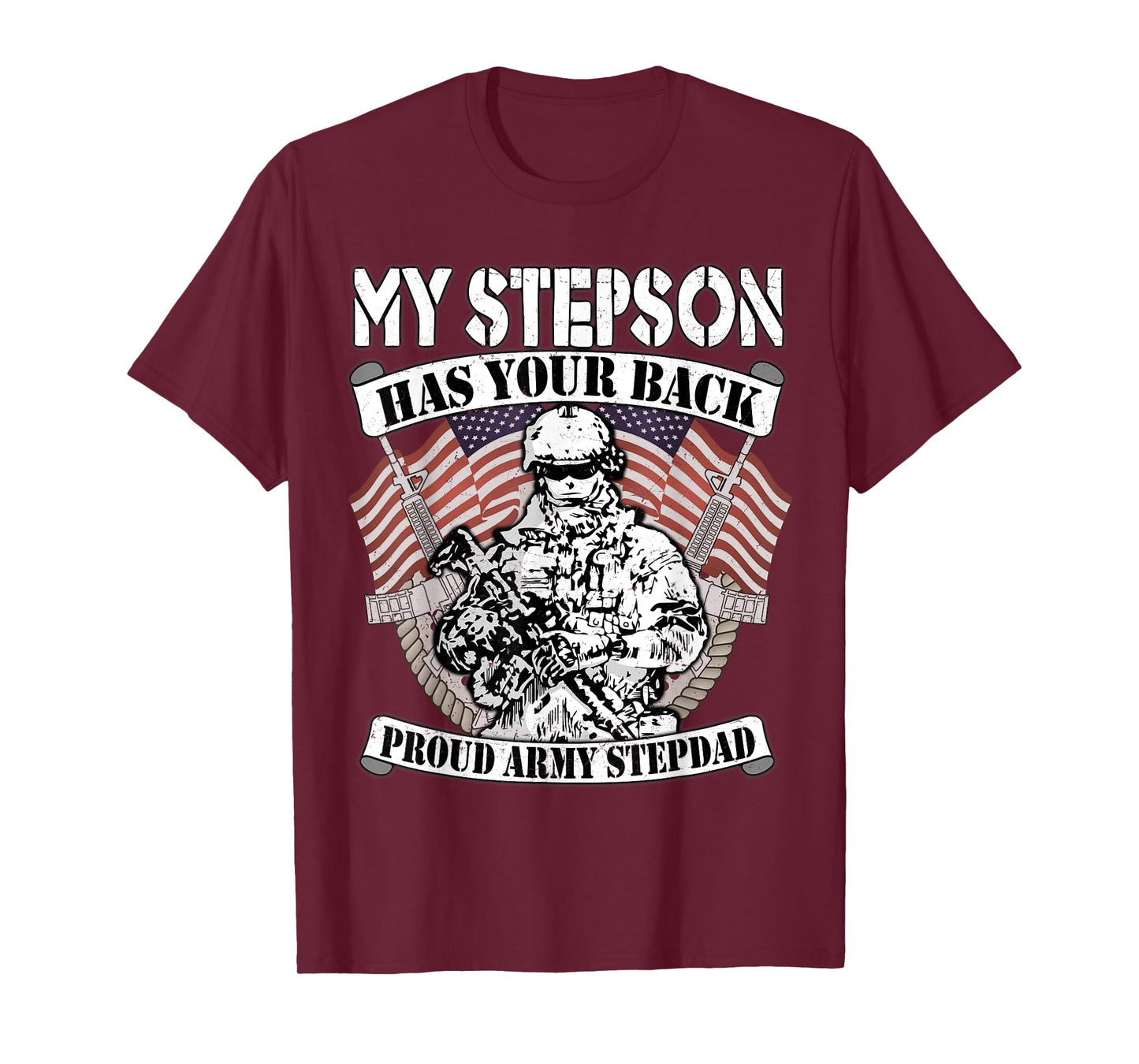 My Stepson Has Your Back Proud Army Stepdad Shirt Gift Tee