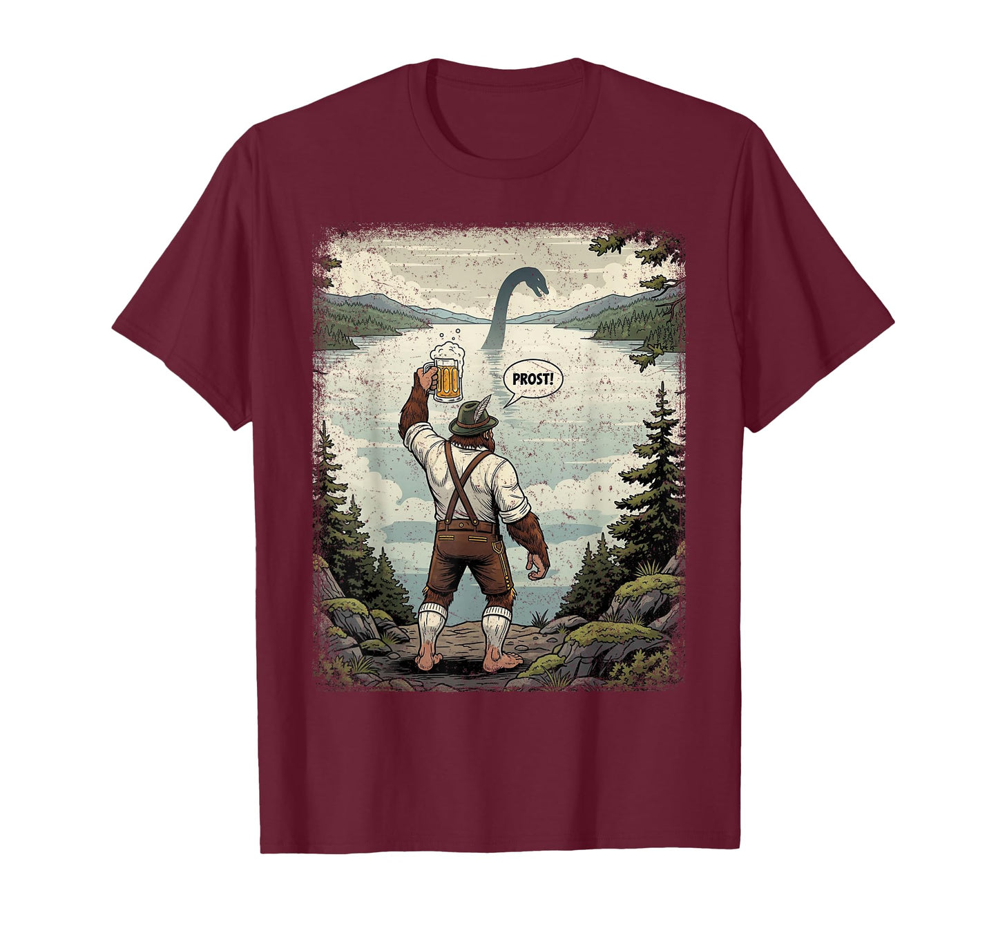 Funny German Bigfoot Loch Ness Monster Beer Cheers Man T-Shirt