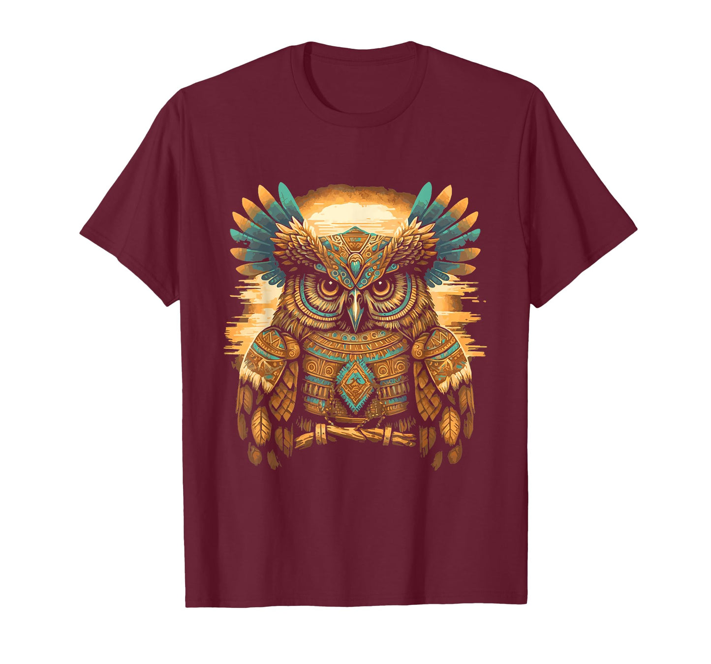 Western Art Owl Aztec Native American Bird Art Design T-Shirt