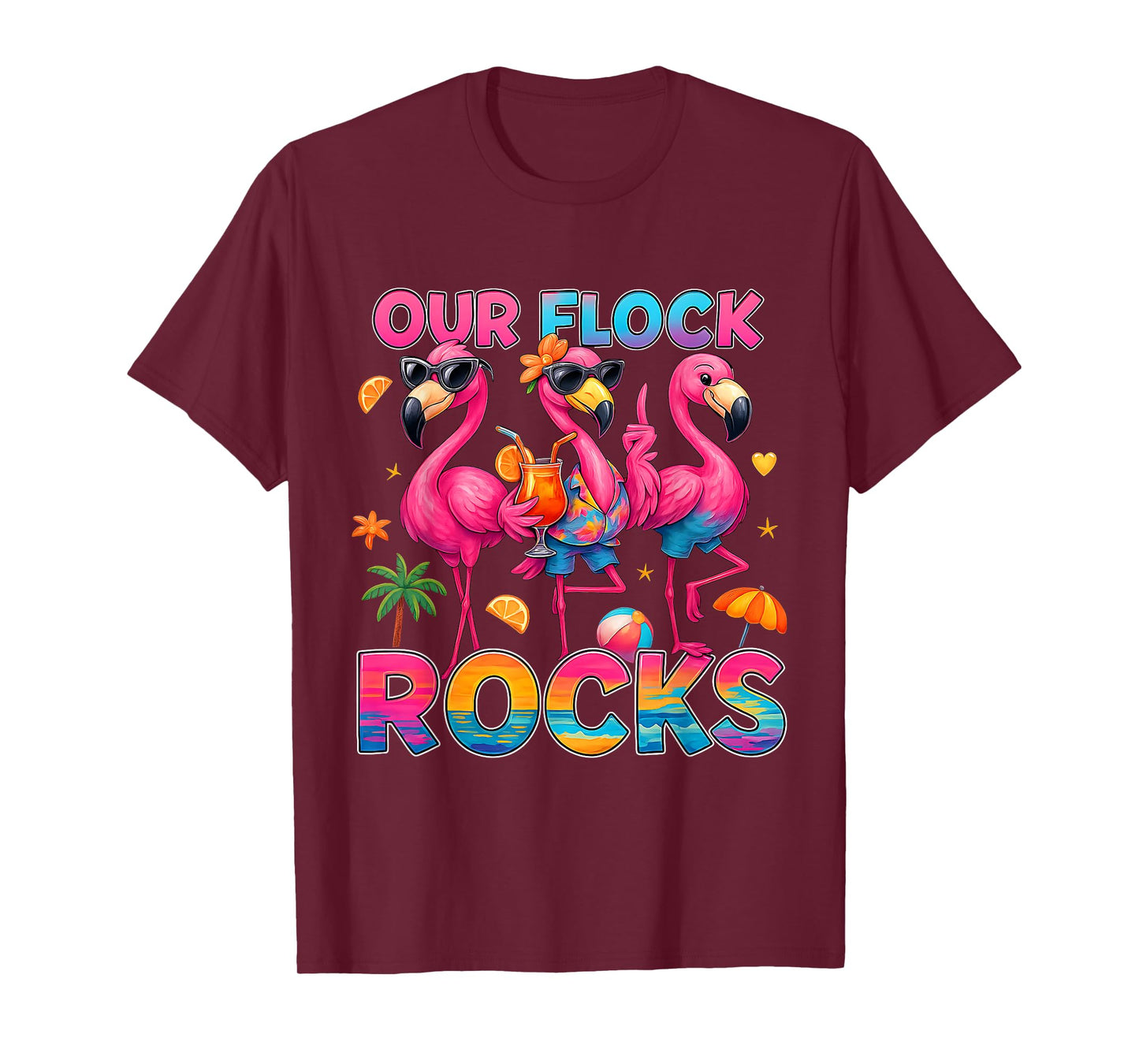 Summer Vacation Family Matching Our Flock Rocks Flamingo T-Shirt