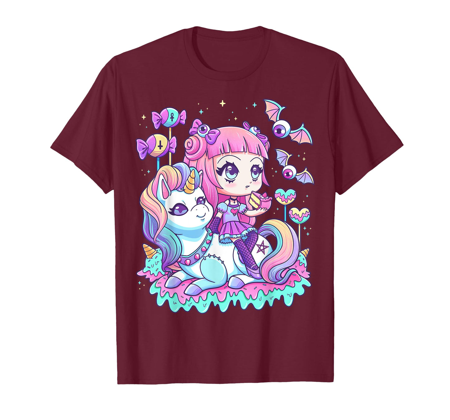 Pastel Goth Cute Creepy Girl Unicorn Kawaii Menhera Witchy T-Shirt