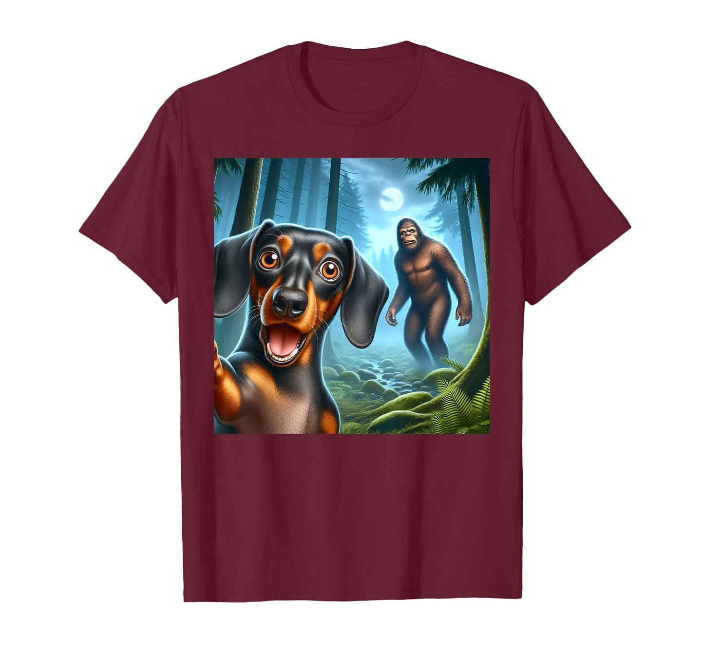 Dachshund Selfie with bigfoot sasquatch T-Shirt