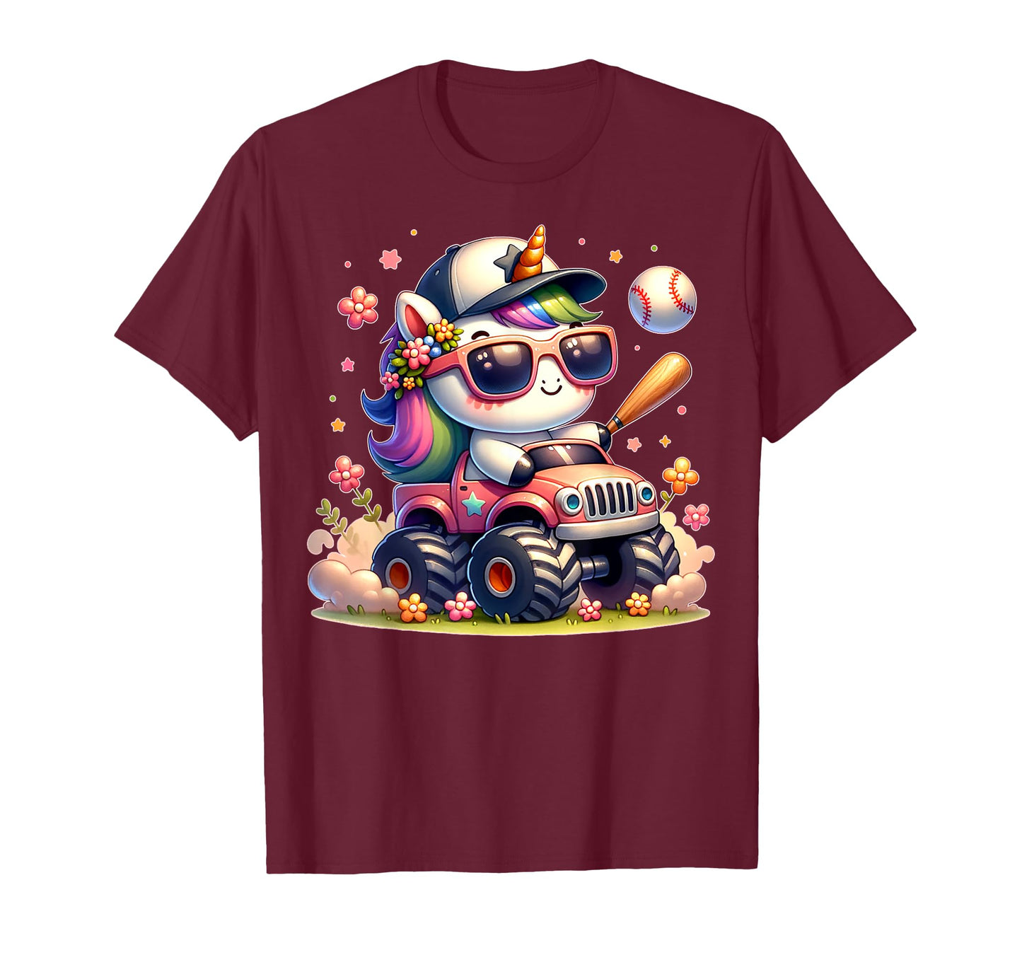 Cute Unicorn Softball Baseball T-ball Shirt for Girl Toddler T-Shirt