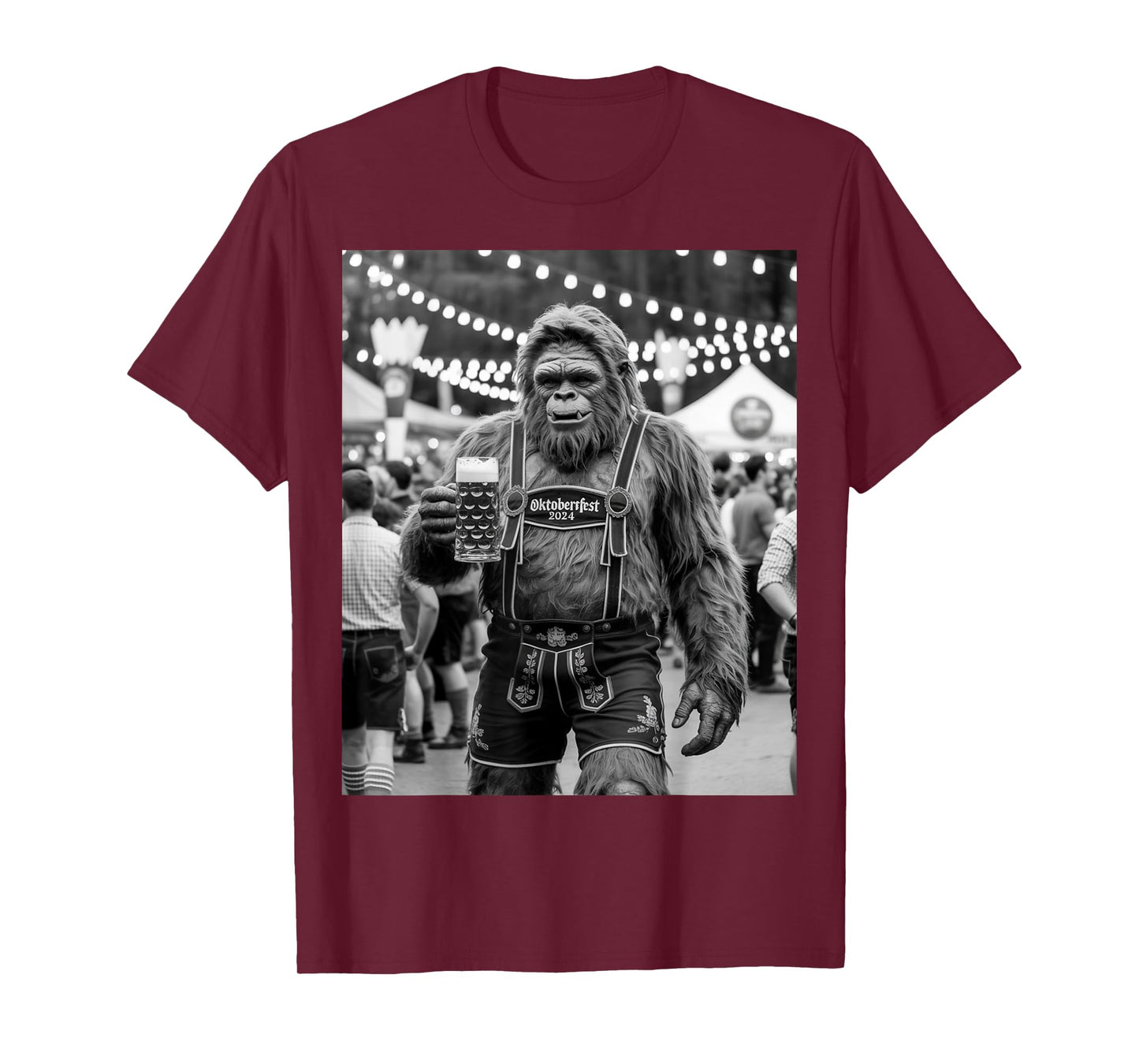 German Bigfoot Sasquatch Lederhosen Funny Oktoberfest 2025 T-Shirt