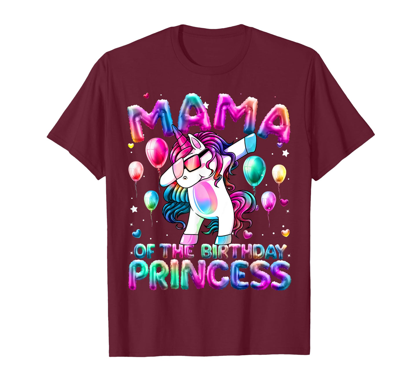 Mama of the Birthday Princess Girl Dabbing Unicorn Mom T-Shirt