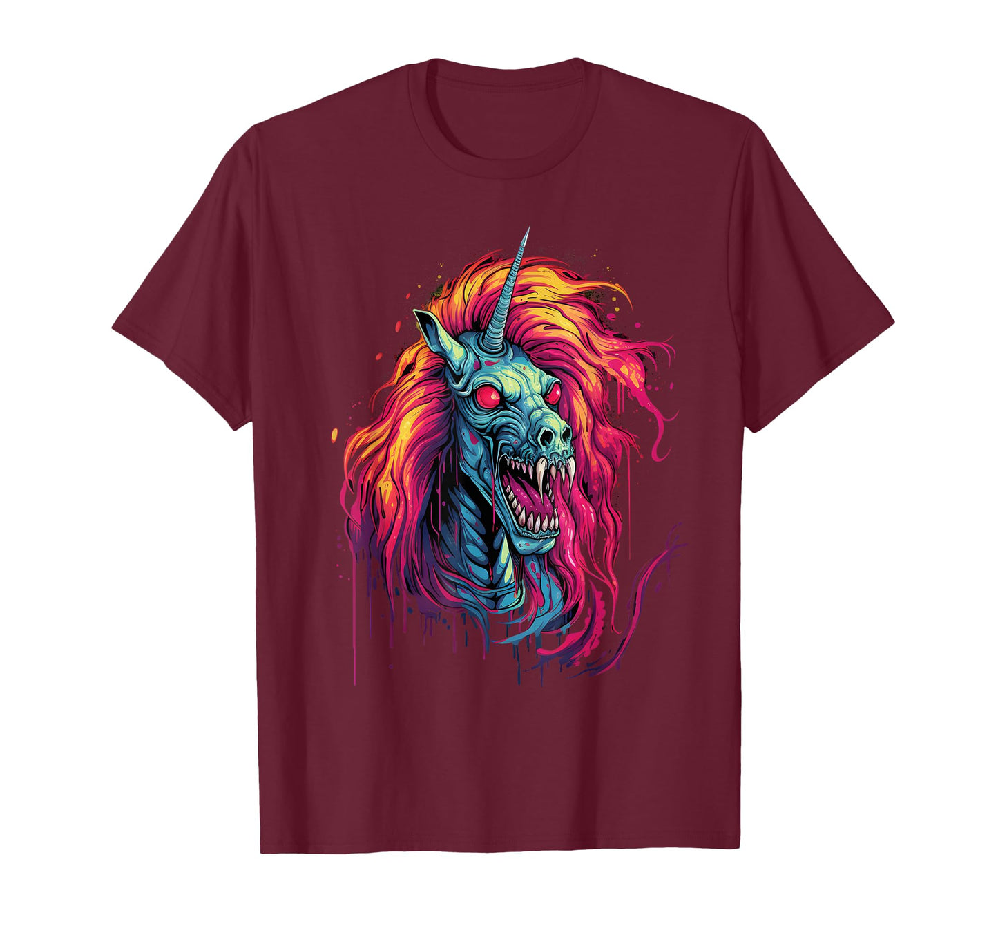 Halloween Zombie Unicorn Skull Colorful Halloween Graphic T-Shirt
