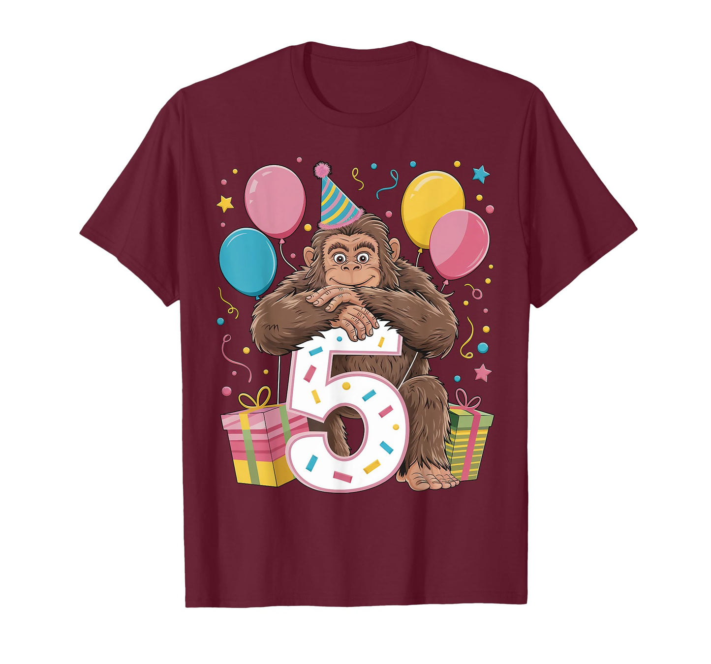 Bigfoot 5th birthday boy girl 5 years old fifth five Bigfoot T-Shirt